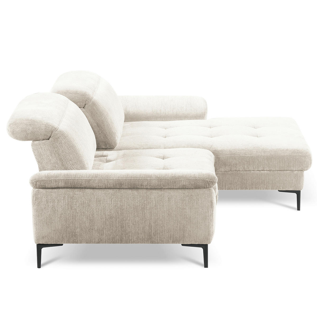 ECKSOFA   - Weiss/Schwarz, Design, Textil/Metall (268/195cm) - Livetastic