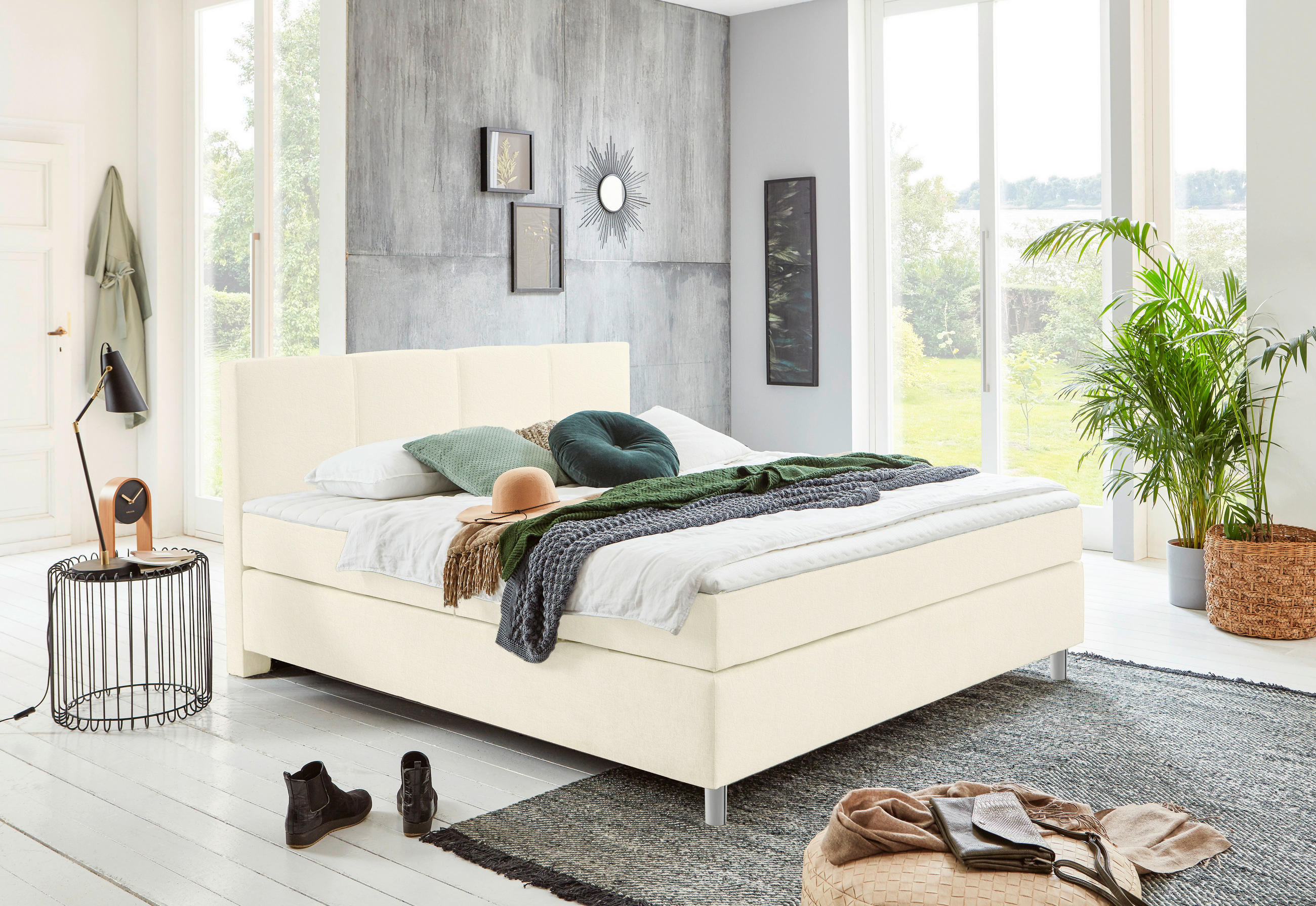 BOXSPRINGBETT 120/200 cm  in Weiß  - Chromfarben/Weiß, KONVENTIONELL, Kunststoff/Textil (120/200cm) - Hom`in