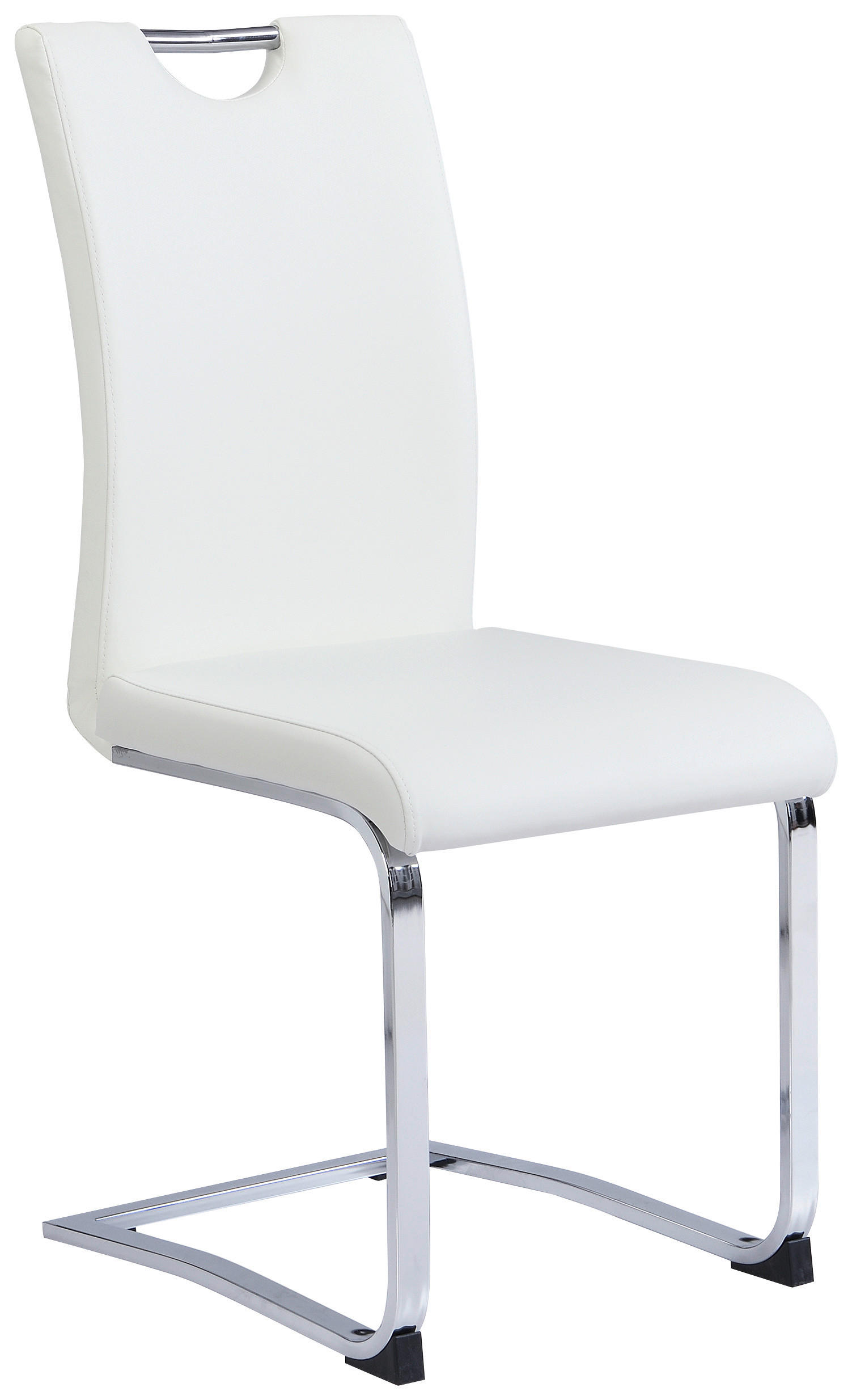 Scaun Cantilever din metal, textil, alb, culoare crom