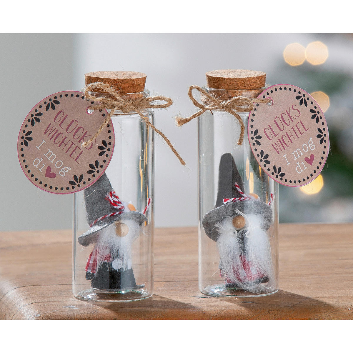 DEKOFLASCHE - Klar/Hellgrau, LIFESTYLE, Glas/Textil (5cm)
