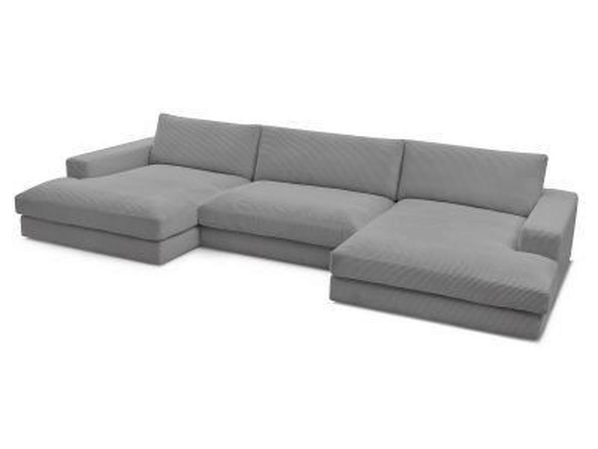 WOHNLANDSCHAFT LEONARD Dunkelgrau Cord  - Dunkelgrau/Schwarz, MODERN, Kunststoff/Textil (159/404/159cm)
