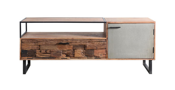 LOWBOARD in 160/62/40 cm - Hellbraun/Schwarz, Design, Holz/Stein (160/62/40cm) - Carryhome