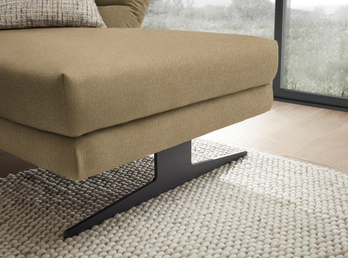 ECKSOFA in Flachgewebe Senfgelb  279-327/176-217 cm  - Senfgelb/Schwarz, Design, Textil/Metall (279-327/176-217cm) - Dieter Knoll