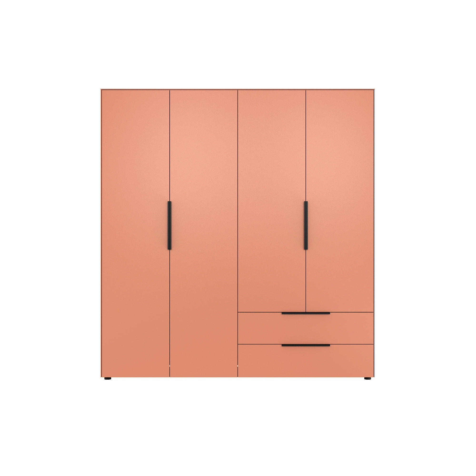 DREHTÜRENSCHRANK 4-türig Rot  - Rot/Schwarz, Design, Holzwerkstoff/Metall (200/212/55cm) - Lomoco