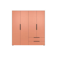 DREHTÜRENSCHRANK 4-türig Rot  - Rot/Schwarz, Design, Holzwerkstoff/Metall (200/212/55cm) - Lomoco