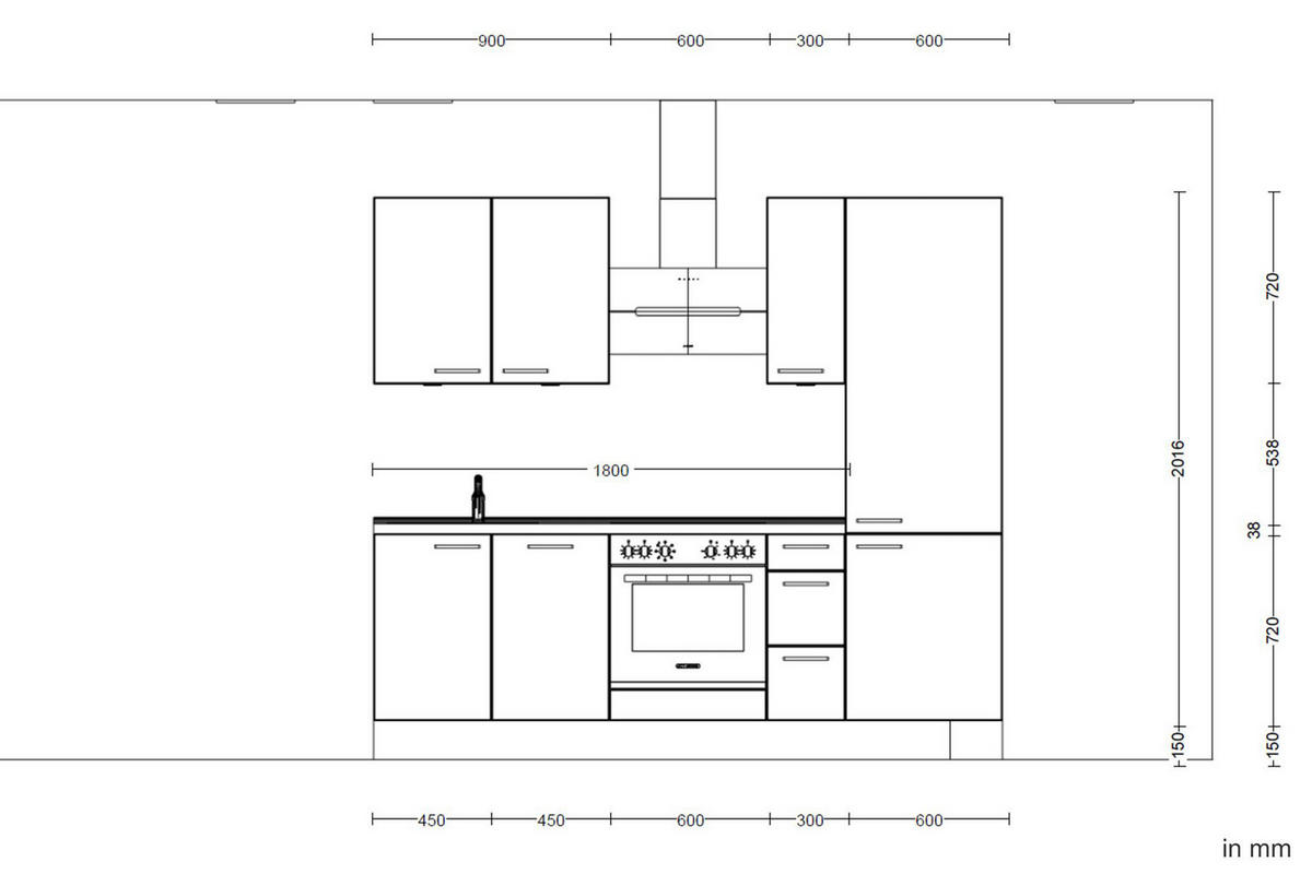 KÜCHENLEERBLOCK 240 cm   in Eichefarben, Schieferfarben  - Schieferfarben/Eichefarben, MODERN, Holzwerkstoff/Metall (240cm) - Nobilia