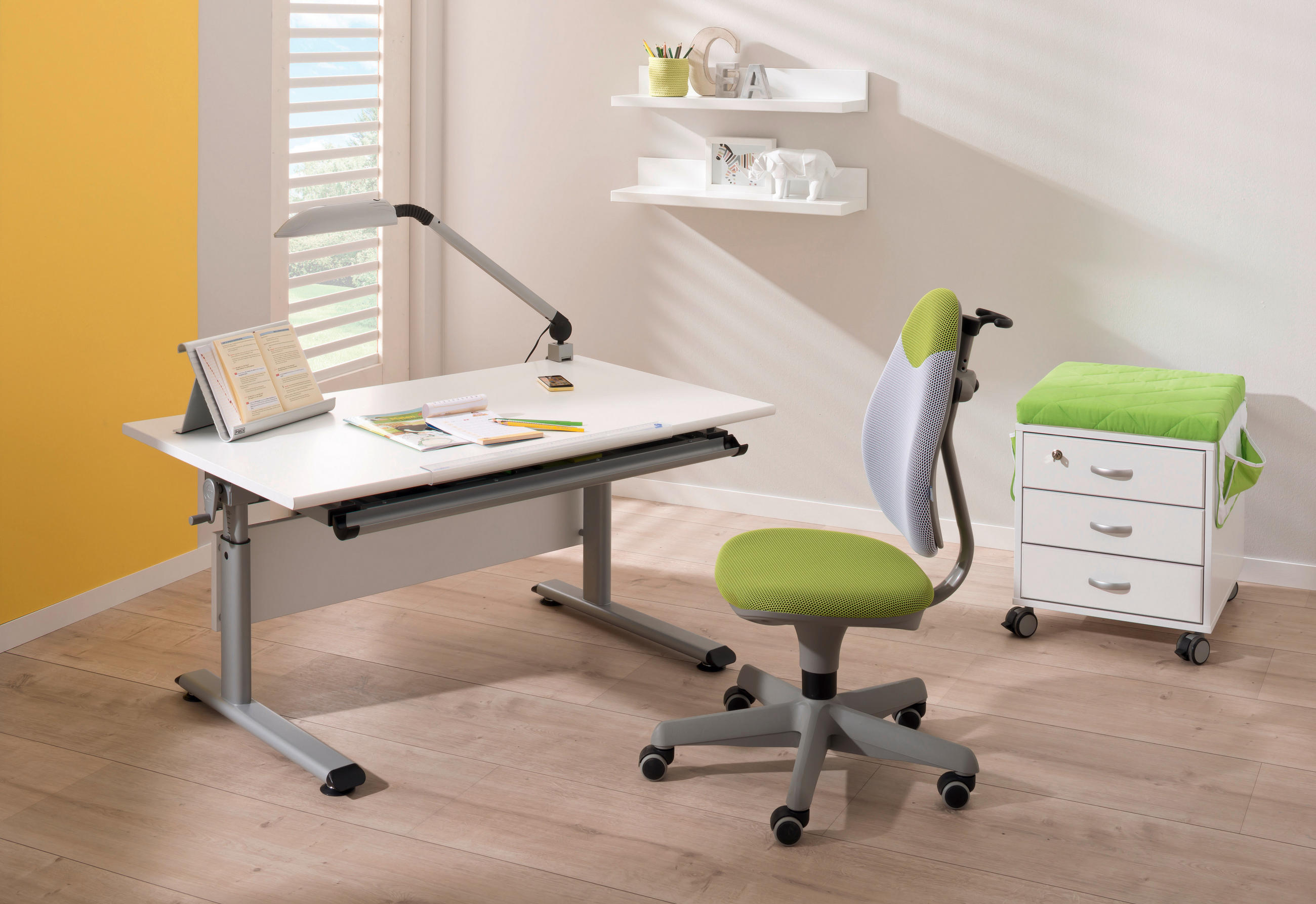 JUGENDSCHREIBTISCH 120/70/53-79 cm  - Silberfarben/Weiß, Design, Holzwerkstoff/Metall (120/70/53-79cm) - Paidi