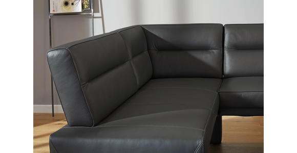 ECKBANK 171/236 cm in Graphitfarben, Edelstahlfarben - Edelstahlfarben/Dunkelgrau, Design, Leder/Metall (171/236cm) - Dieter Knoll