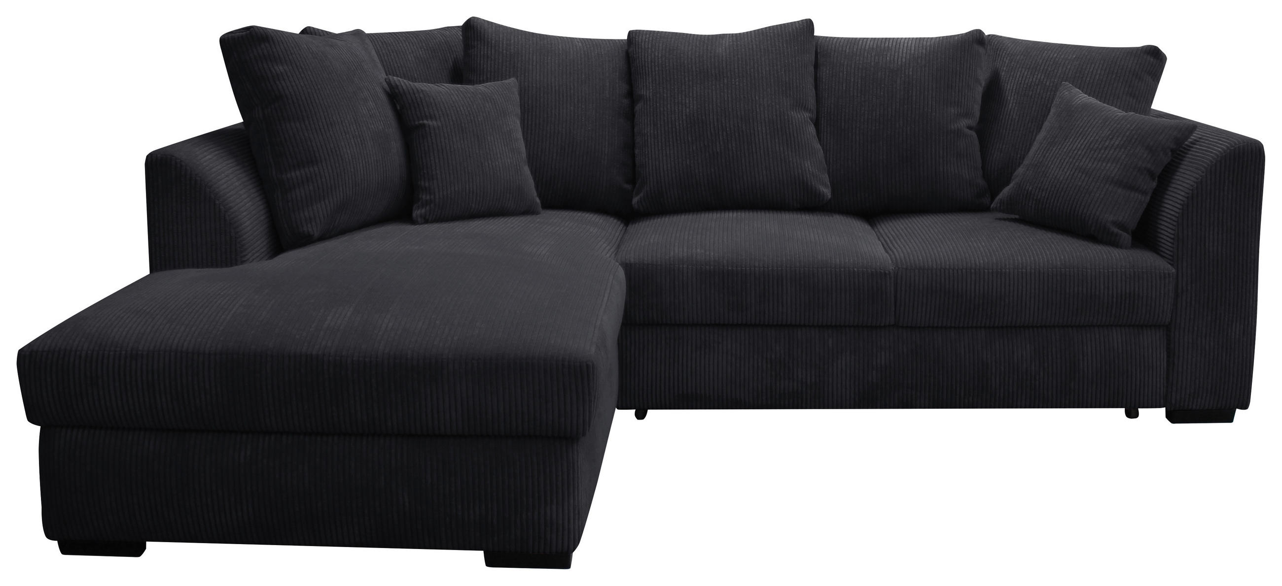 ECKSOFA in Cord Schwarz  - Schwarz, Design, Kunststoff/Textil (174/259cm) - Cantus