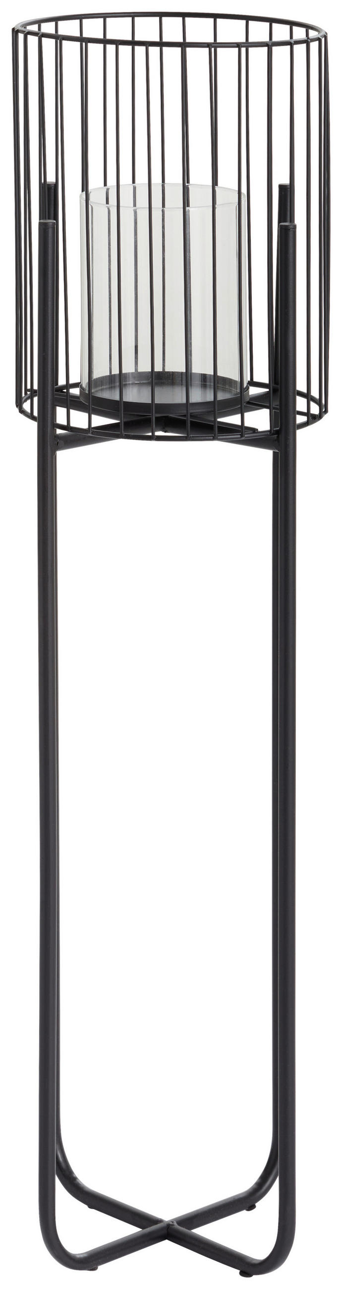 WINDLICHT Schwarz  - Schwarz, MODERN, Glas/Metall (22/73/22cm)