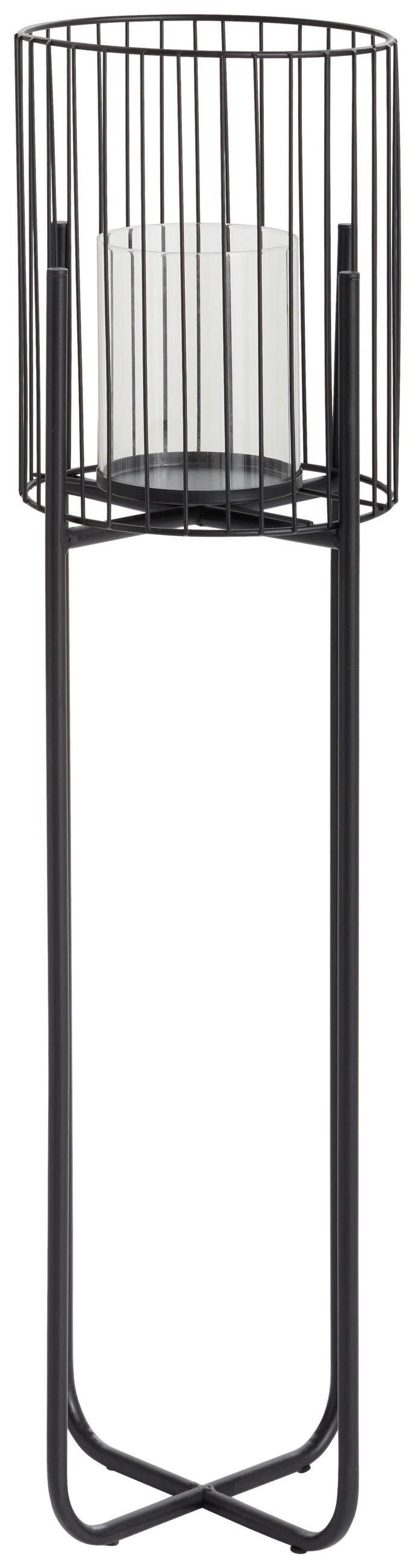 WINDLICHT Schwarz  - Schwarz, MODERN, Glas/Metall (22/73/22cm)