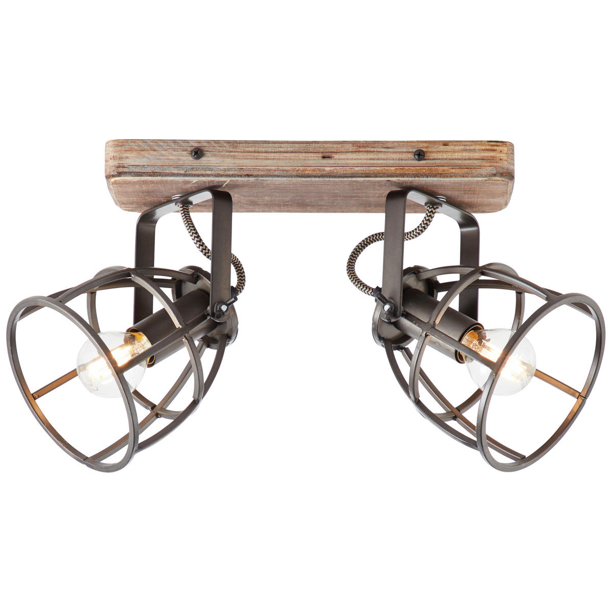 DECKENLEUCHTE     - Hellbraun/Schwarz, Natur, Holz/Metall (18/29/16cm) - Brilliant
