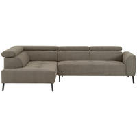 ECKSOFA Graubraun Feincord  - Graubraun/Schwarz, Design, Textil/Metall (205/280cm) - Xora