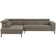 ECKSOFA Graubraun Feincord  - Graubraun/Schwarz, Design, Textil/Metall (205/280cm) - Xora