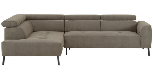 ECKSOFA Graubraun Feincord - Graubraun/Schwarz, Design, Textil/Metall (205/280cm) - Xora