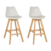 BARHOCKER-SET Weiß abwischbar  - Buchefarben/Weiß, MODERN, Holz/Kunststoff (51/99/51cm) - MID.YOU