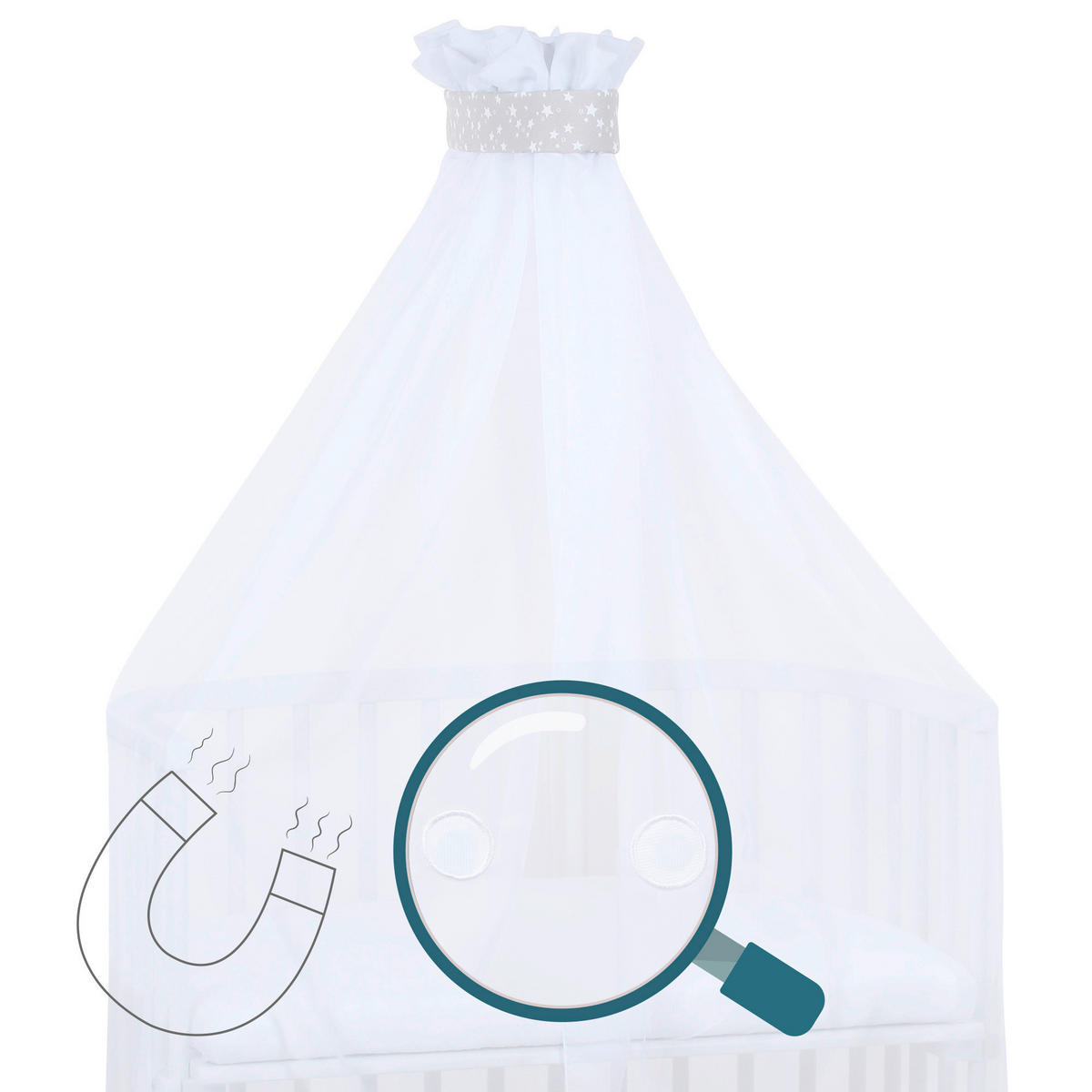 MOSKITONETZ  - Hellgrau, Basics, Textil (310/160/0,1cm) - Babybay