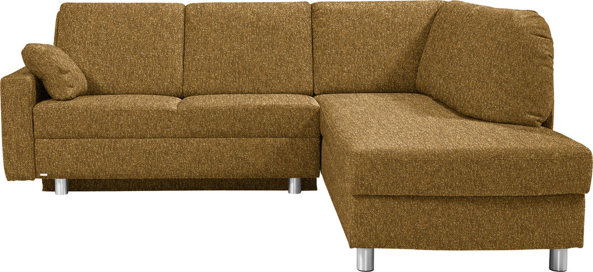 ECKSOFA  in Mikrovelours Senfgelb  227/208 cm  - Senfgelb/Alufarben, KONVENTIONELL, Textil/Metall (227/208cm) - Sedda