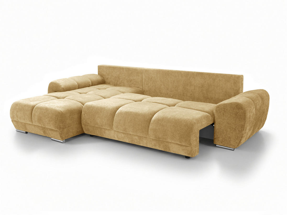 ECKSOFA  in Chenille Senfgelb  - Chromfarben/Senfgelb, KONVENTIONELL, Kunststoff/Textil (183/290cm) - Xora