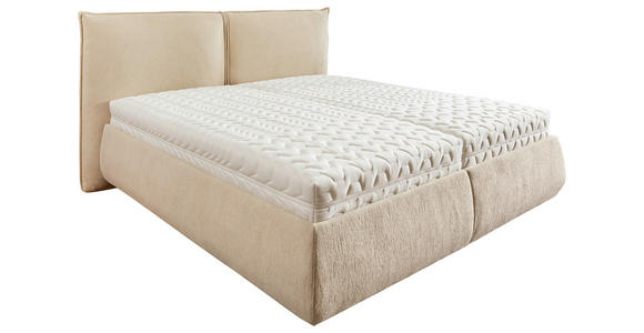 POLSTERBETT 180/200 cm,  in Sandfarben, Bettkasten, Lattenroste, Matratzen, H2 + H3 = mittel + fest  - Sandfarben/Schwarz, Design, Holz/Kunststoff (180/200cm) - Voleo