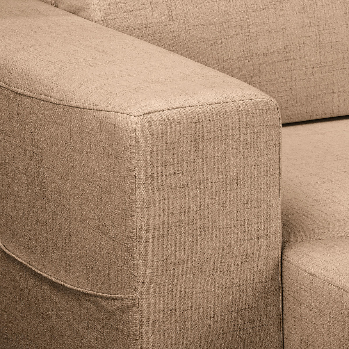 ECKSOFA in Textilgeflecht Beige  - Wengefarben/Beige, Design, Holz/Textil (257/174cm) - Livetastic