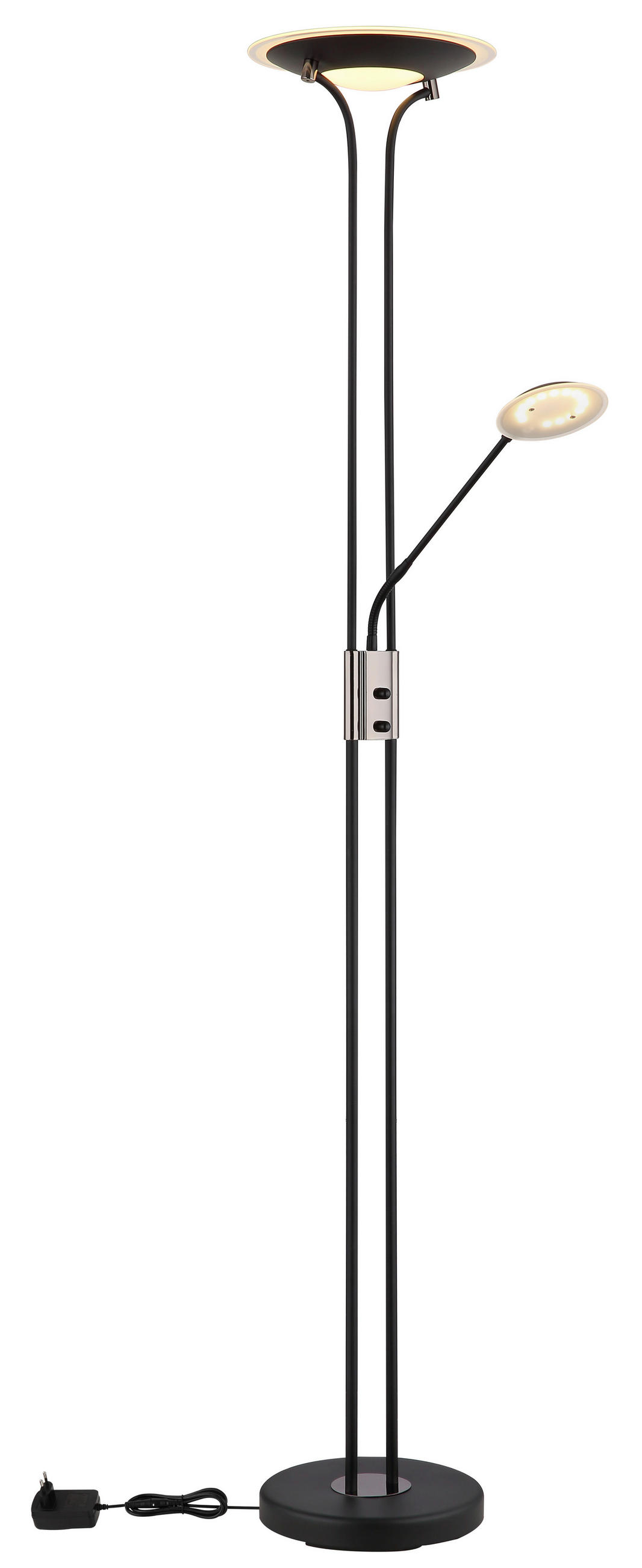 LED SVJETILJKA PODNA TAMIKA  - prozirno/boje kroma, Konvencionalno, staklo/metal (30/180cm) - Globo