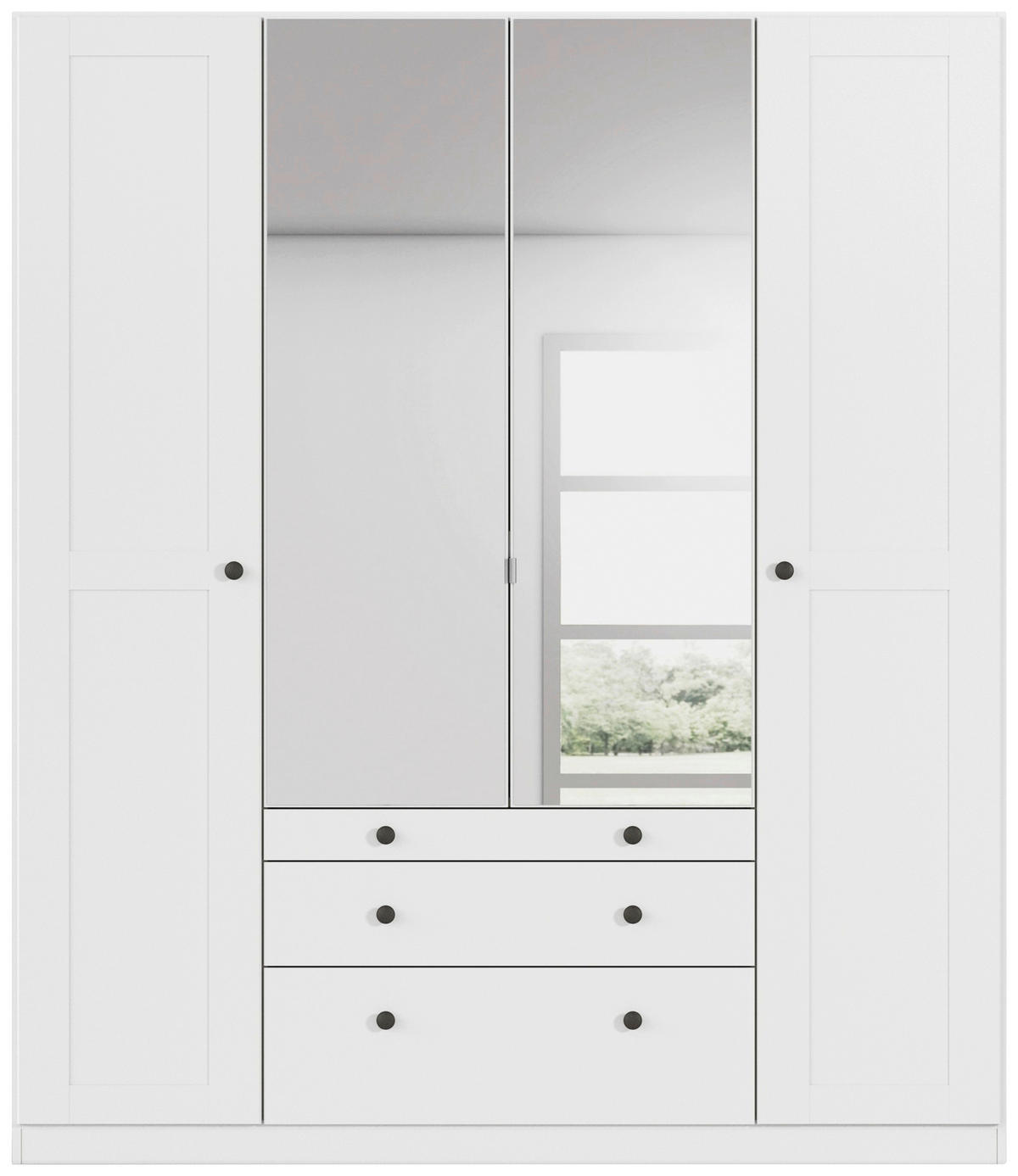 DREHTÜRENSCHRANK 181/210/54 cm,  in Weiß, 4-türig  - Schwarz/Weiß, KONVENTIONELL, Glas/Holzwerkstoff (181/210/54cm) - home24