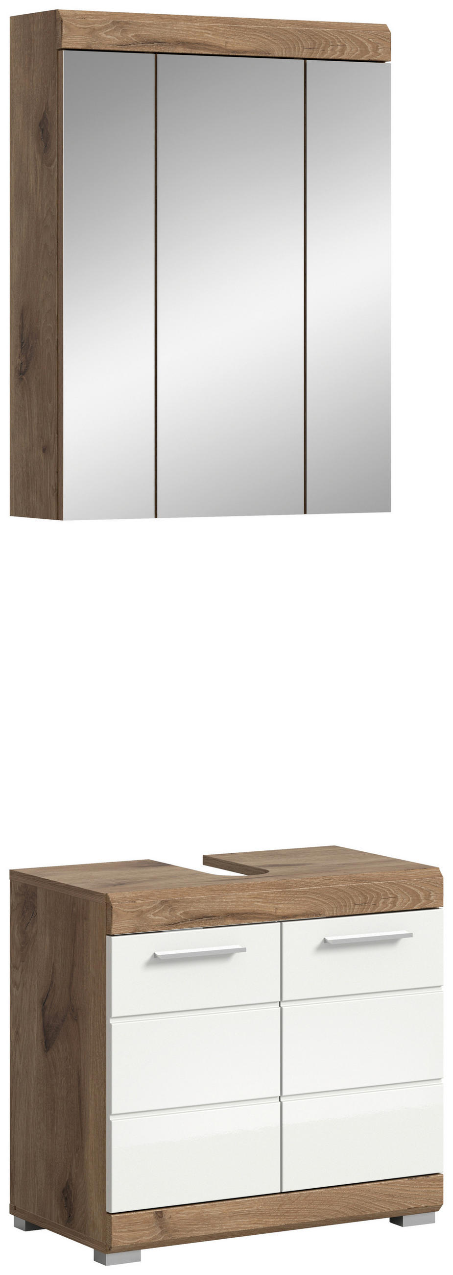 BADEZIMMER 2-teilig  in 60 cm  - Chromfarben/Eichefarben, MODERN, Glas/Holzwerkstoff (60cm) - MID.YOU