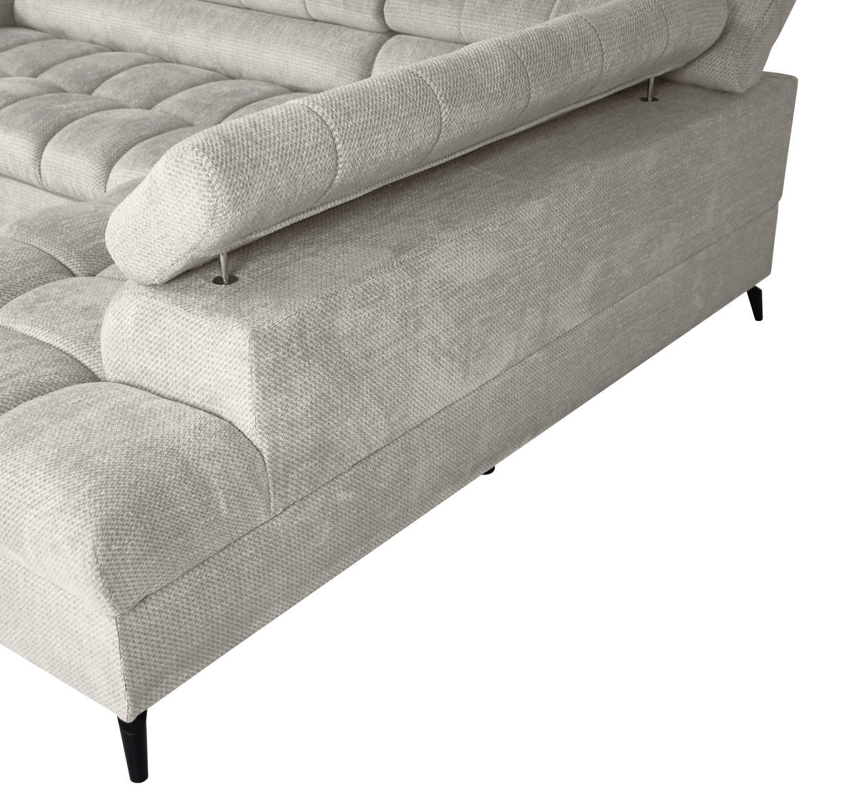 ECKSOFA VOLF Hellgrau Flachgewebe  - Hellgrau/Schwarz, Trend, Kunststoff/Textil (261/203cm) - Livetastic