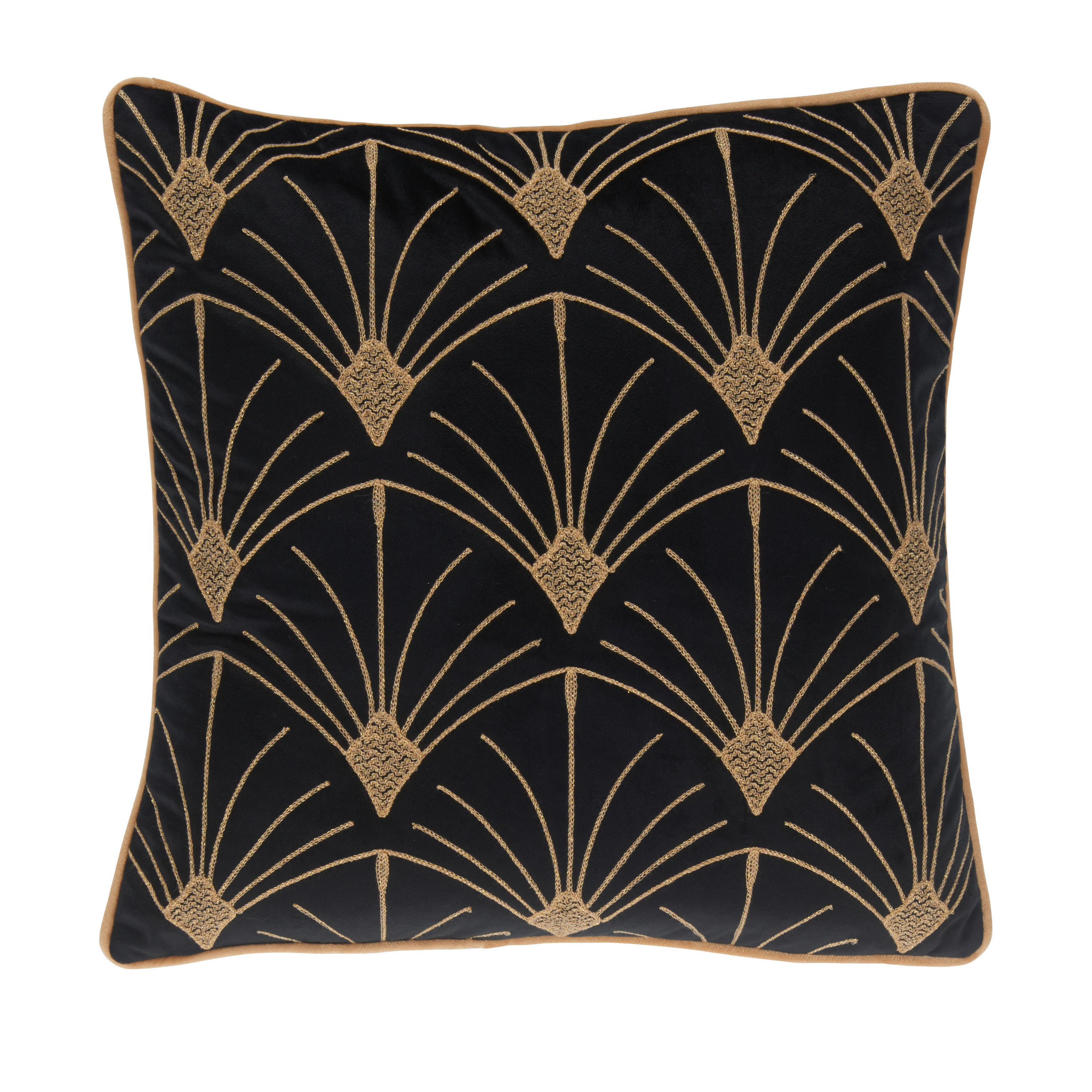 KISSENHÜLLE SARY 45/45 cm  - Goldfarben/Schwarz, Design, Textil (45/45cm) - Novel