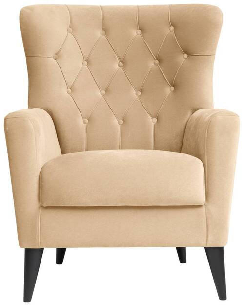OHRENSESSEL Velours Beige    - Beige/Schwarz, KONVENTIONELL, Kunststoff/Textil (72/96/77cm) - Livetastic