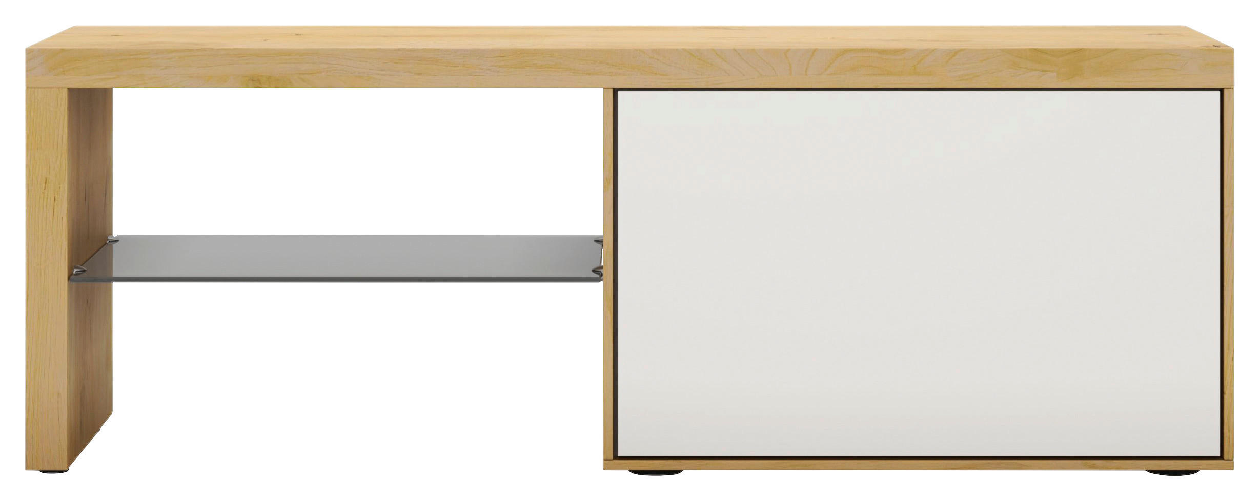 GARDEROBENBANK Nussbaum furniert Weiß, Nussbaumfarben  - Nussbaumfarben/Weiß, Design, Glas/Holz (122,6/43/41,6cm) - Moderano
