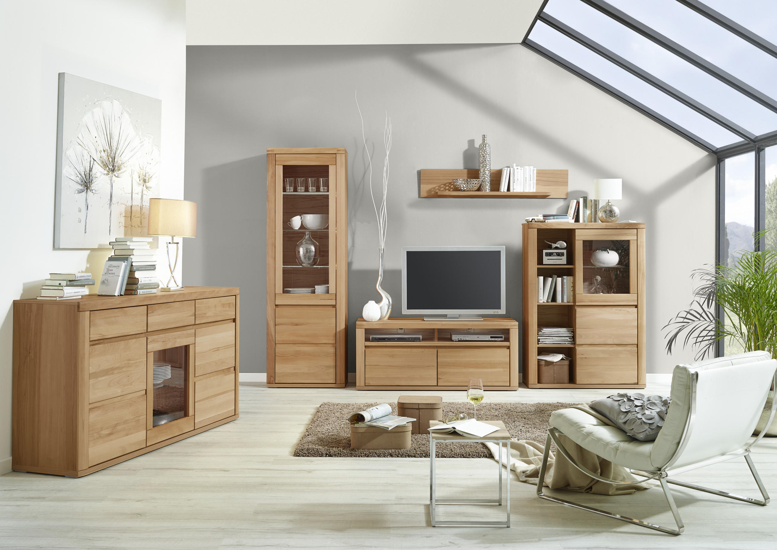 HIGHBOARD  in 98/140/38 cm  - Alteiche/Grau, KONVENTIONELL, Glas/Holz (98/140/38cm) - Voleo