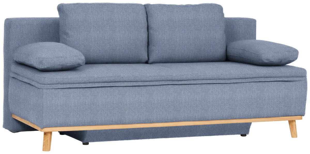 KANAPÉÁGY textil kék  - natúr/kék, Konventionell, textil/fa (203/95/96cm) - Venda