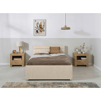 OBLAZINJENA POSTELJA 120 cm   x 200 cm  , les, kovina, umetna masa, tekstil bež  - bež, Moderno, kovina/umetna masa (120/200cm) - MID.YOU