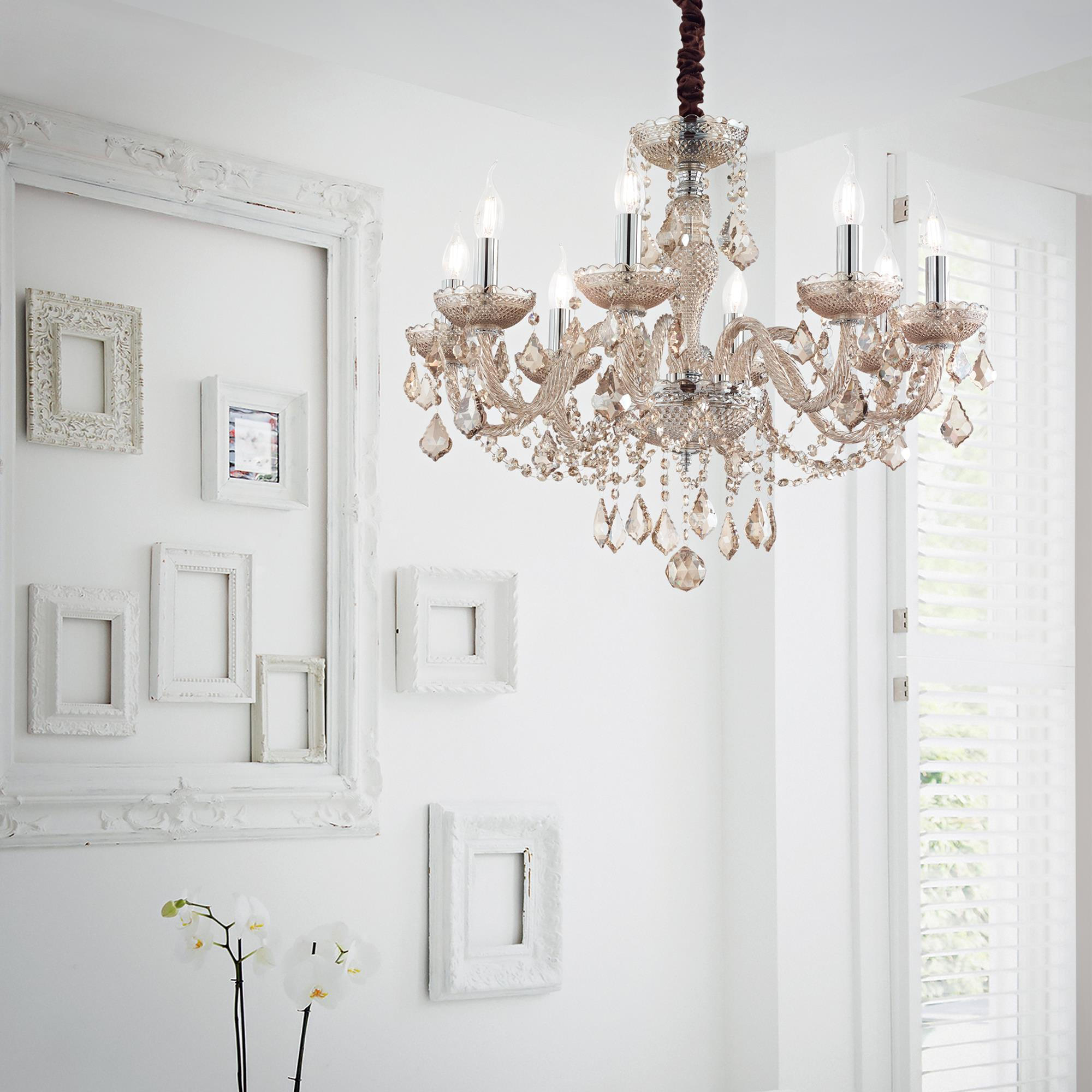 KRONLEUCHTER 78/71-176 cm   - Bernsteinfarben, KONVENTIONELL, Glas/Metall (78/71-176cm) - Ideal Lux