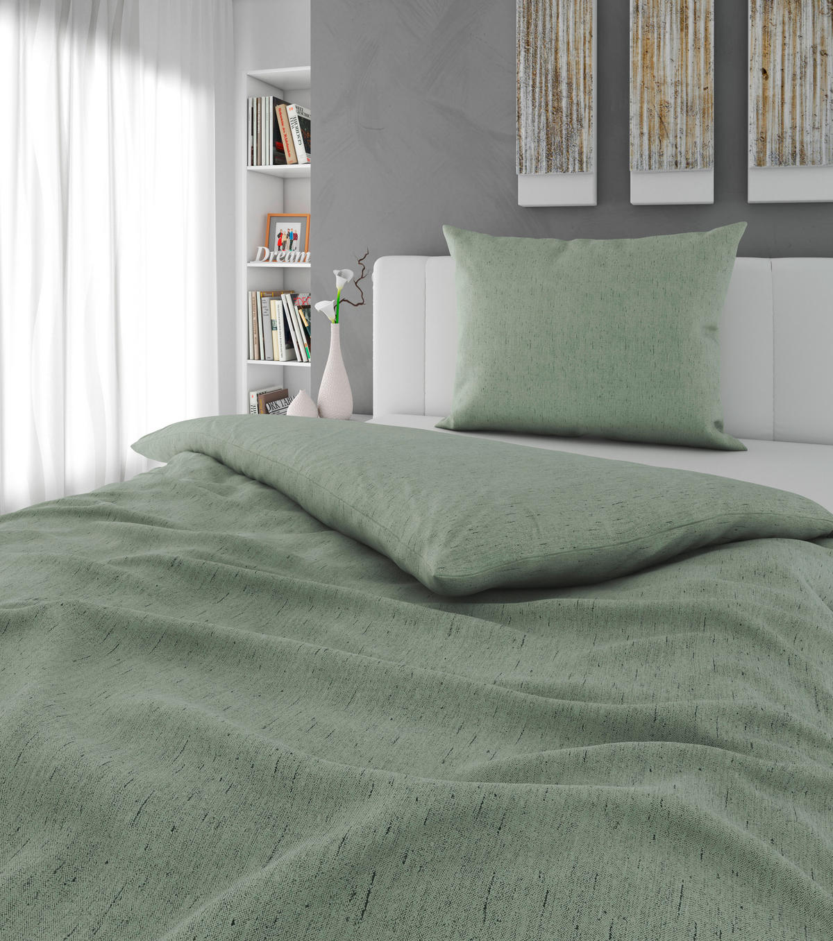 BETTWÄSCHE 2-teilig Flanell 140/200 cm  - Grün, Basics, Textil (140/200cm) - Esposa