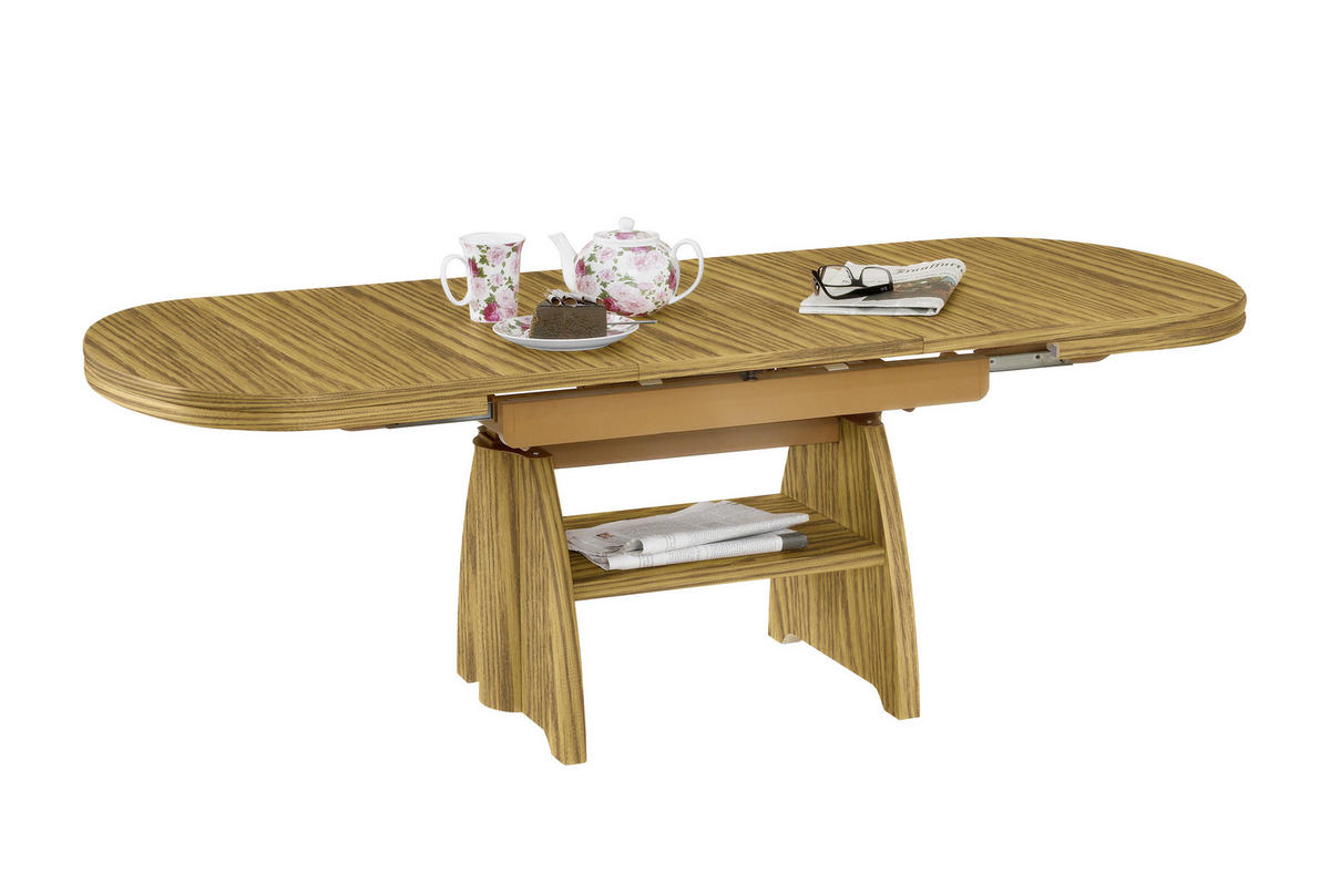 COUCHTISCH in Metall, Holzwerkstoff 125-165,5/71/56-75 cm  - Eichefarben/Braun, Konventionell, Holzwerkstoff/Metall (125-165,5/71/56-75cm) - Venda