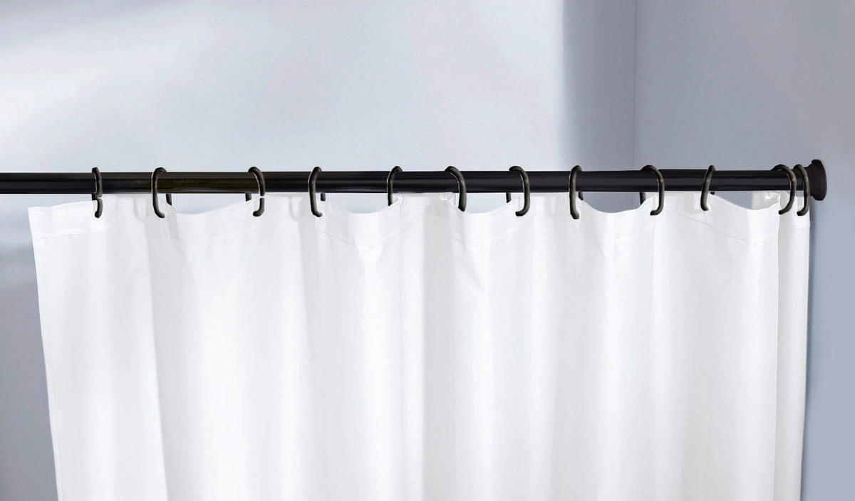 ZUHANYFÜGGŐNYTARTÓ RÚD 120-220 cm  - fekete, Basics, fém (120-220cm) - Kleine Wolke
