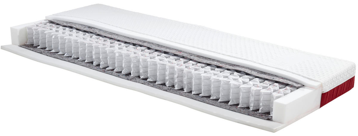 Taschenfederkernmatratze 90/200 cm, Höhe ca.: 17,5 cm, H2 = mittel, 7-Zonen - Gelb/Weiß, Textil (90/200cm) - Primatex