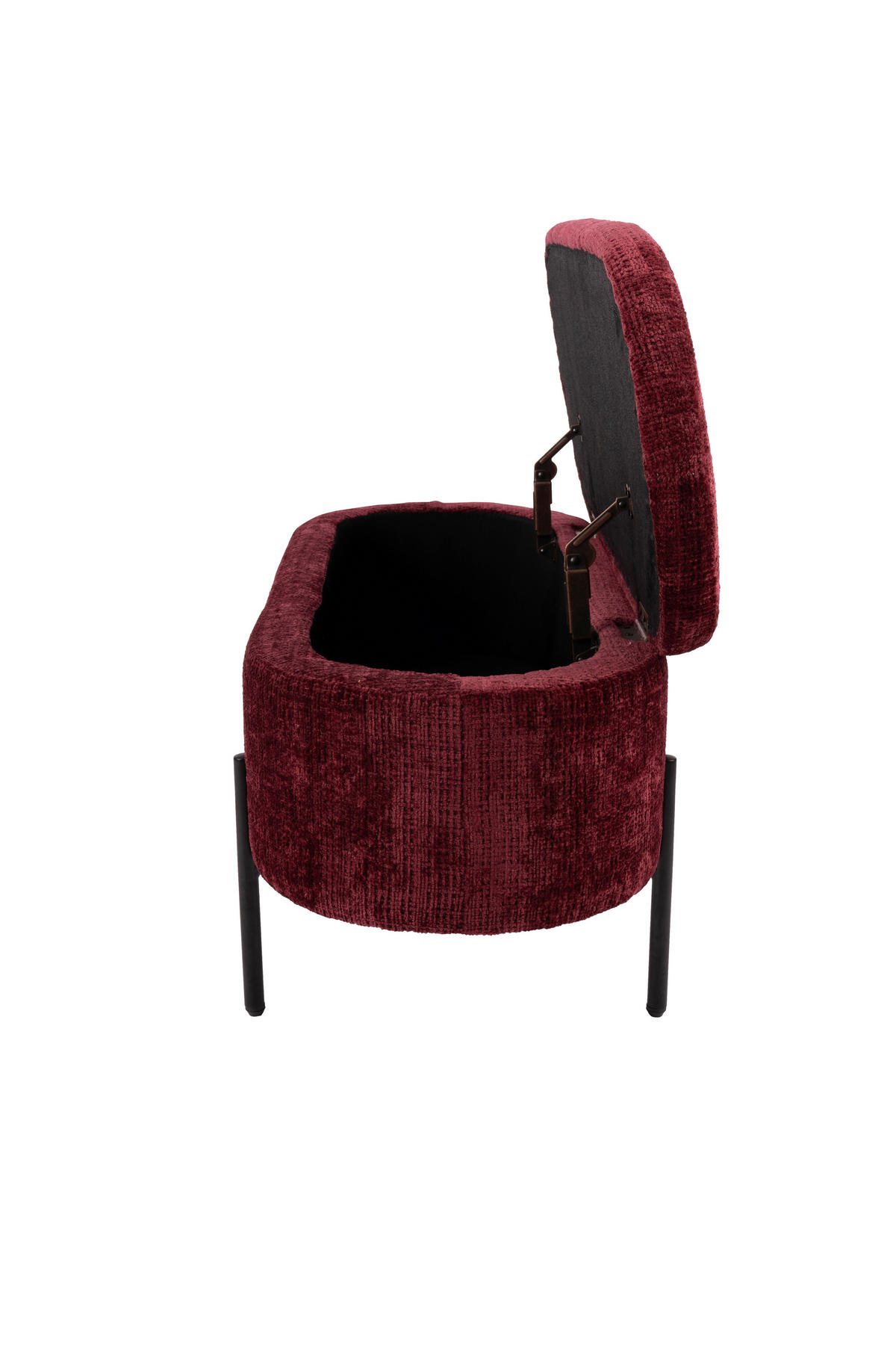 HOCKERBANK in Metall, Textil Schwarz, Dunkelrot  - Schwarz/Dunkelrot, Design, Textil/Metall (95/36/43cm)