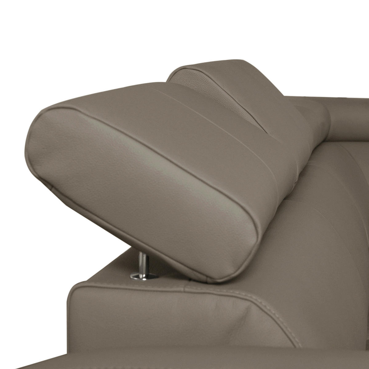 WOHNLANDSCHAFT in Lederlook Echtleder Taupe  - Taupe/Chromfarben, Design, Leder/Textil (175/315/208cm) - Livetastic