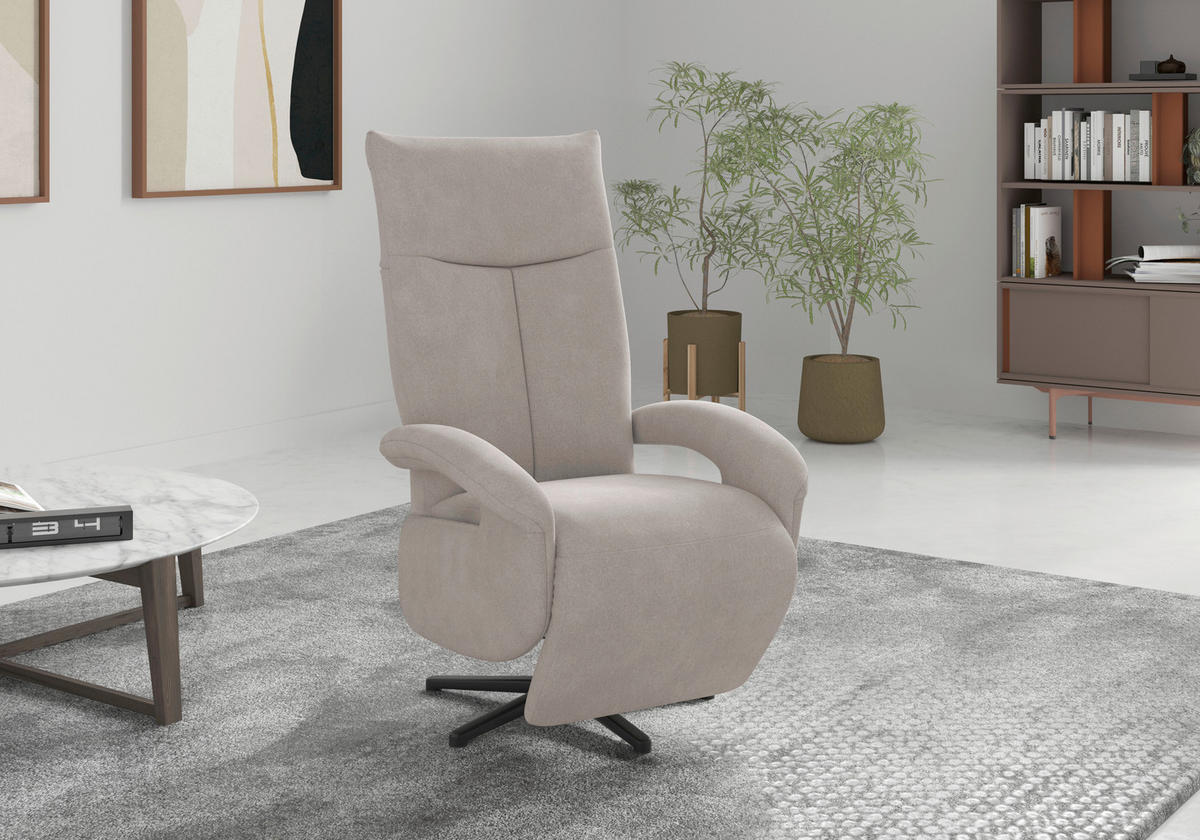 RELAXSESSEL ZOE E Flachgewebe    - Greige/Schwarz, KONVENTIONELL, Textil/Metall (74/112/82cm) - Sit & More