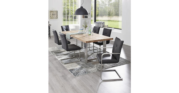 ESSTISCH in Holz, Metall 200/100/77 cm - Edelstahlfarben/Eichefarben, Design, Holz/Metall (200/100/77cm) - Novel