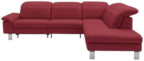 ECKSOFA in Echtleder Rot  309/233 cm  - Edelstahlfarben/Rot, Design, Leder/Metall (309/233cm) - Dieter Knoll
