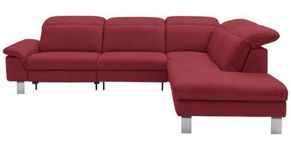 ECKSOFA in Echtleder Rot  - Edelstahlfarben/Rot, Design, Leder/Metall (309/233cm) - Dieter Knoll