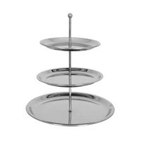 PLATOU ETAJAT PRĂJITURI cu 3 etaje - culoare inox, Konventionell, metal (28,9/33cm) - Homeware Profession.