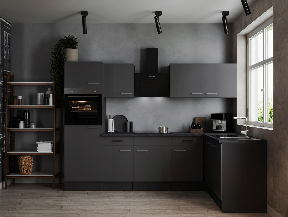 ECKKÜCHE 280/172 cm  in Grau  - Silberfarben/Grau, Design, Holzwerkstoff/Metall (280/172cm) - Respekta