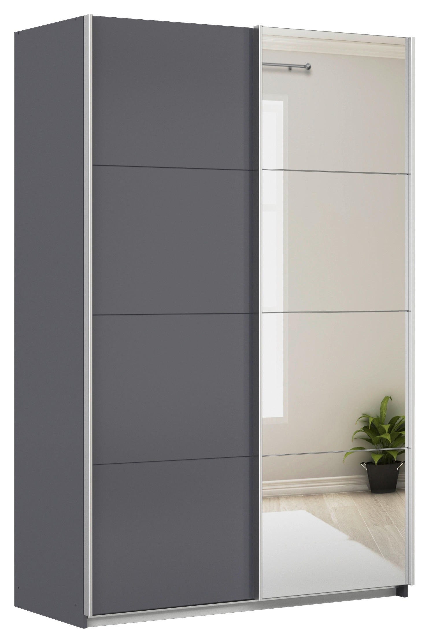 SCHWEBETÜRENSCHRANK  in Grau  - Alufarben/Grau, KONVENTIONELL, Glas/Holzwerkstoff (181/210/62cm) - Xora