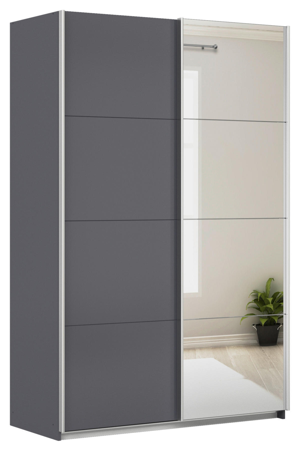 SCHWEBETÜRENSCHRANK  in Grau  - Alufarben/Grau, KONVENTIONELL, Glas/Holzwerkstoff (181/210/62cm) - Xora